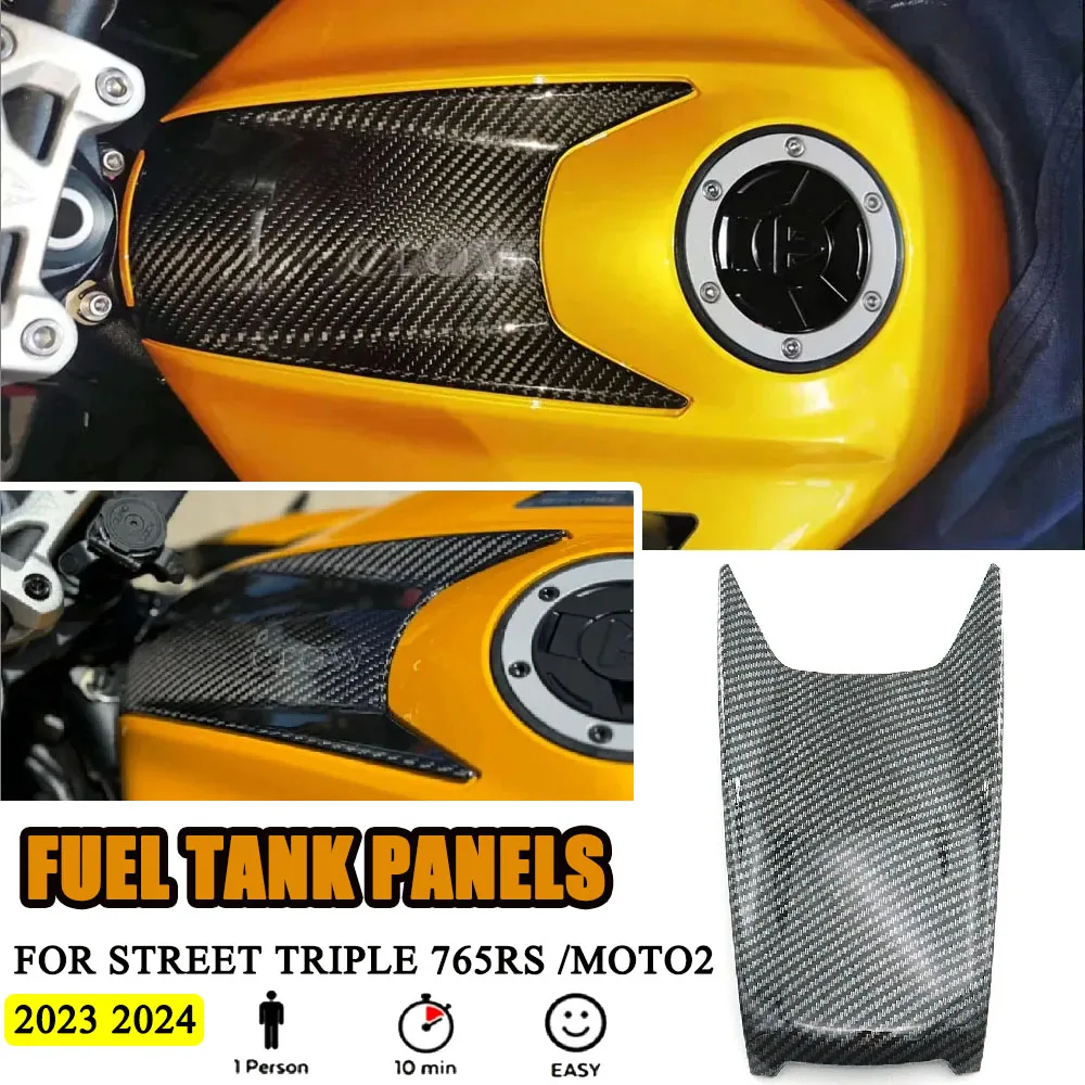 

Motorcycle Accessories Fuel Tank Housing Fairing For Street Triple 765RS /moto2 2023 2024 Fuel Tank Panels Trim Carbon Fiber New