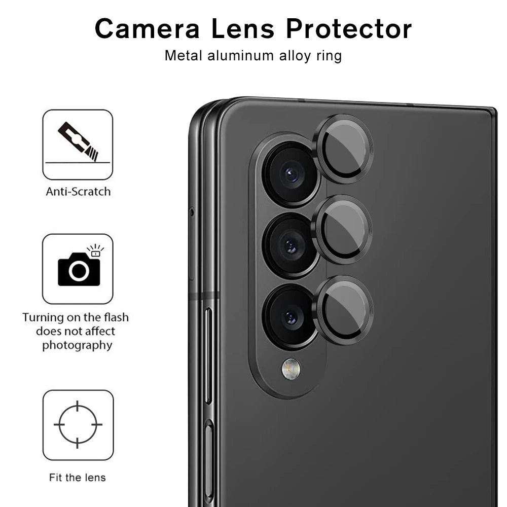 For Samsung Galaxy Z Fold4 Camera Screen Protector Case Back Cover For Zfold4 Zfold Fold 4 Metal Ring Lens Protective Glass Film