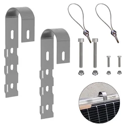 2pcs/set Solar Panel Photovoltaic Balcony Bracket Hook Stainless Steel Solar Panel Fixture Accessories Solar Module Holder