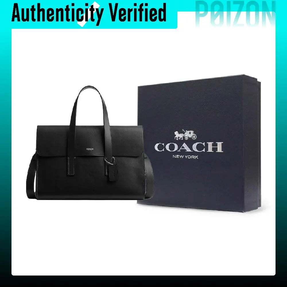 COACH Cow Leather One Shoulder Crossbody Handheld Briefcase Large Men's Black CCB55-BLK