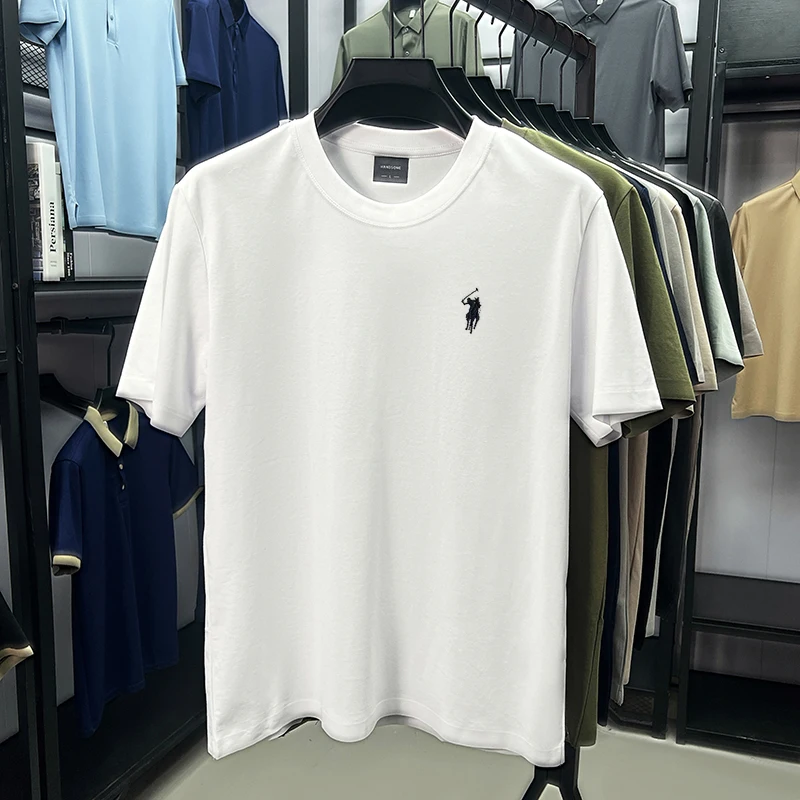 

High end silky cotton breathable short sleeve T-shirt men summer designer Paul brand embroidered fashion casual round neck top