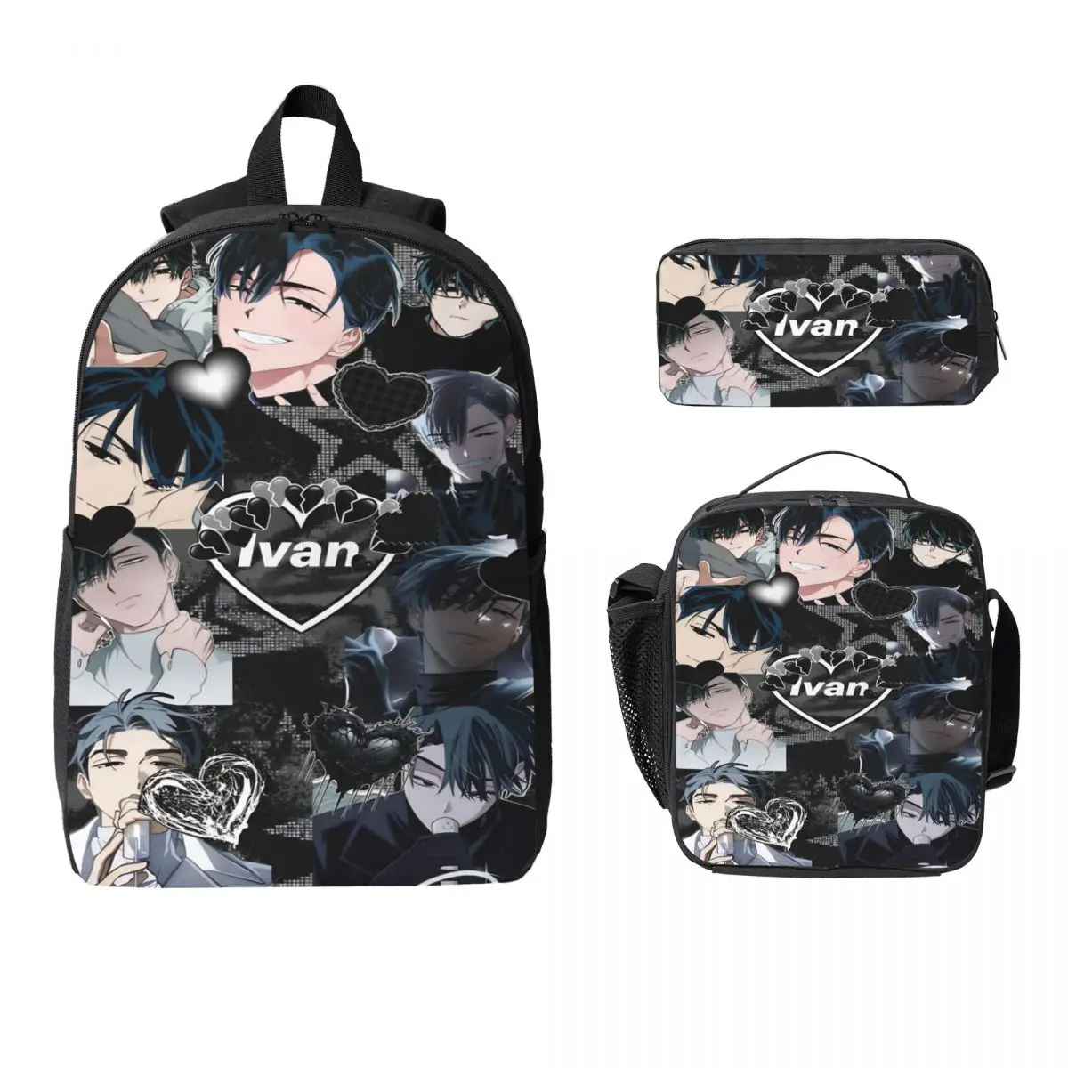 3Pcs Ivan Alien Stage Anime Theme Backpack Set for Boy Girl Pen Bags Bookbag Sets with Lunch Box For School Students Knapsack