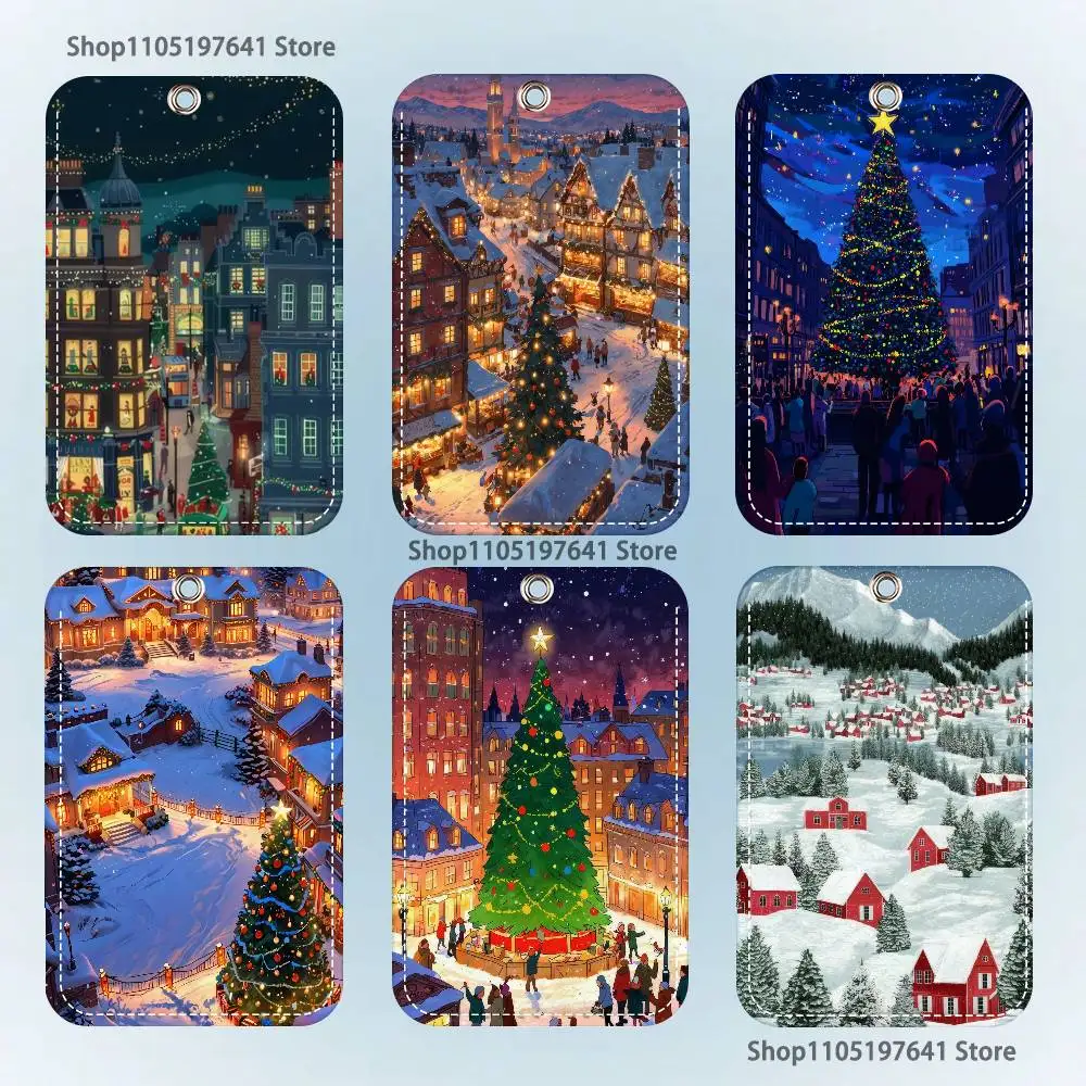 

Winter Happy Christmas Cartoon Card Keychain Anime Fashion Pendant Bag ID Door Card Case Bus Card Cute Adult