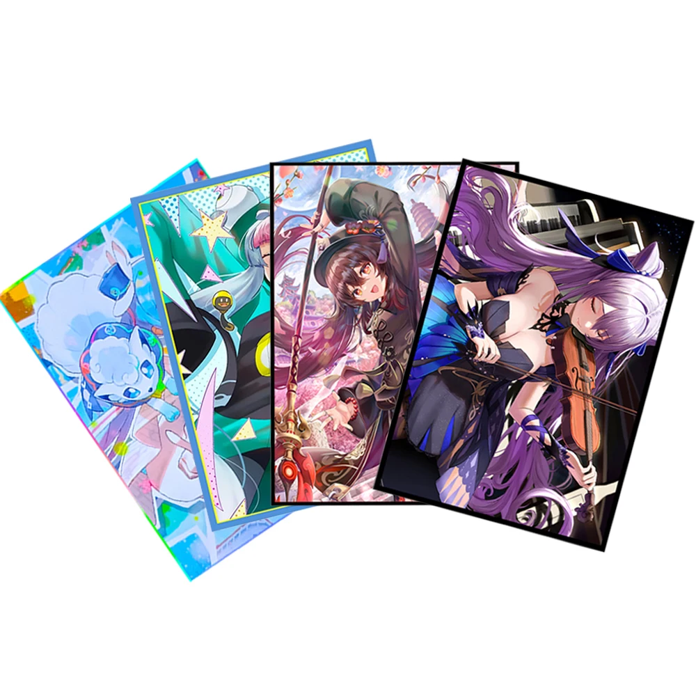 Fundas brillantes para tarjetas de Anime, Protector de tarjetas Flash para MTG, Compatible con TCG/PTCG/PKM, 50 piezas, 66x91mm