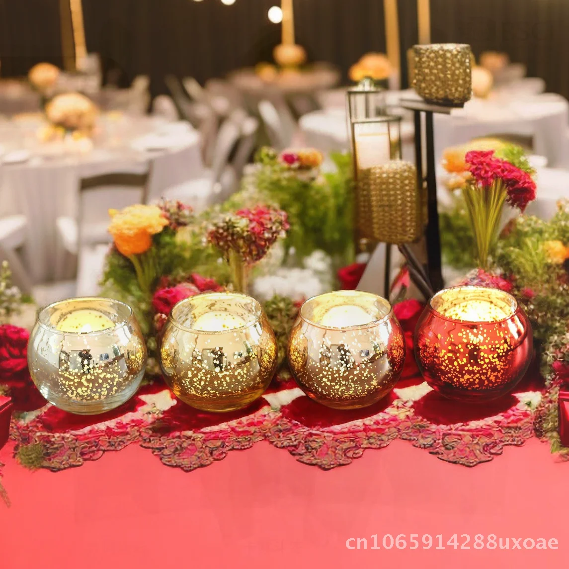 

Star Ball Small Electroplated Glass Candle Cup Western Food Decorations Candle Holder in Silver Gold Rose Gold & Red