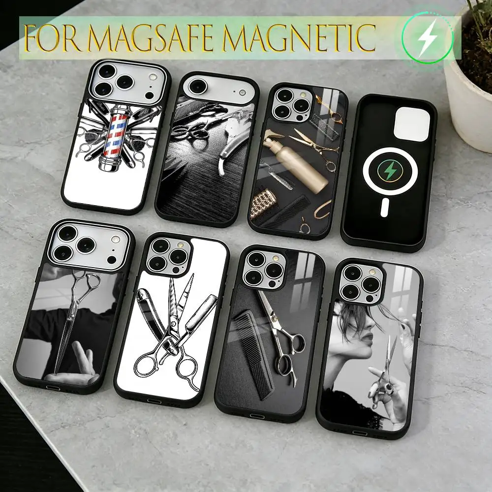 

Barber Shop Hair Stylist Salon Phone Case For iPhone17,16,15,14,13,12,11 Plus,Pro Magnetic with Magsafe Wireless Charging