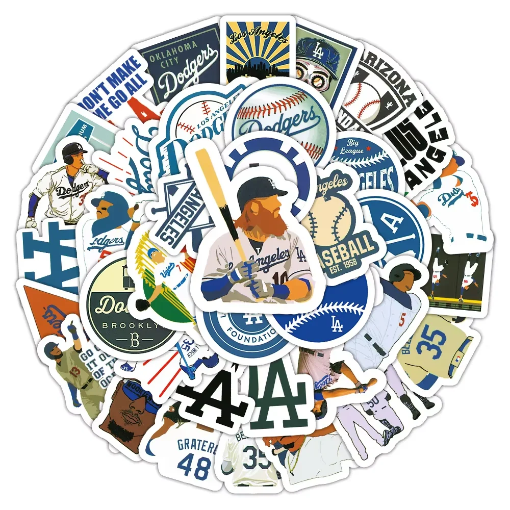 10/50/100PCS Baseball Dodgers Graffiti Sticker Cartoon Cool Sports Decal for Skateboard Guitar Cup Waterproof Sticker Kids Toy