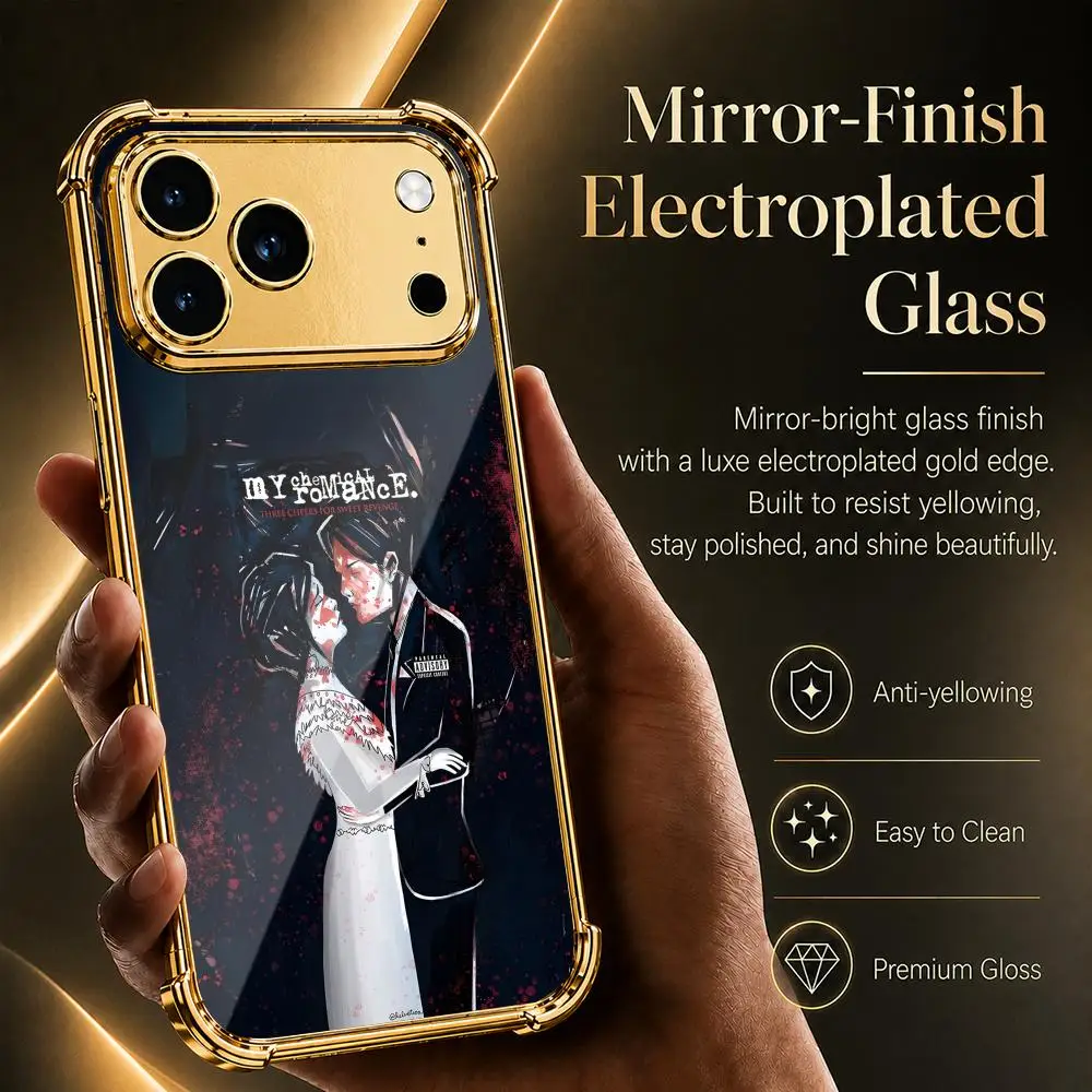 Band My C-Chemical Romance Phone Case For IPhone 17 16 15 14 13 12 Pro Max Plus Electroplated Metal Frame Airbag Corner Cover view 4