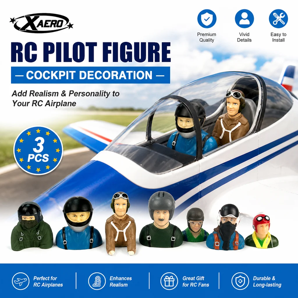 RC Pilot Figure for Cockpit Decoration - Miniature Aviator Head Doll to Personalize Your Fixed Wing & Model Airplane