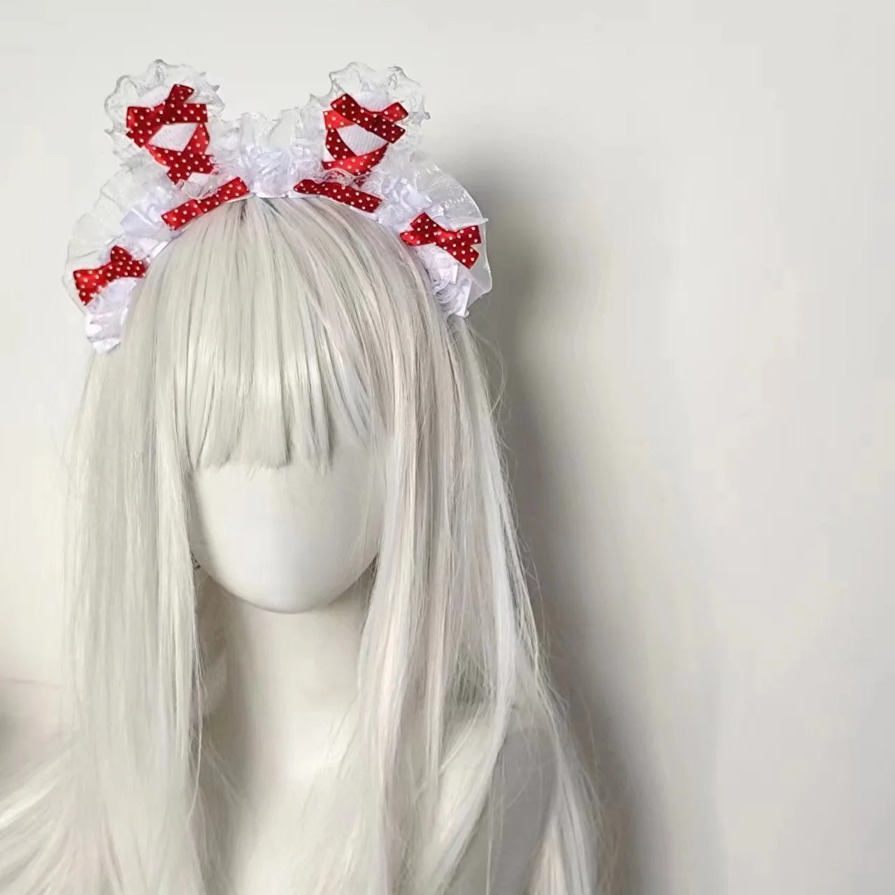 Bandeau à nœud à pois pour femmes, accessoires de cheveux, joli bandeau noué avec oreilles de lapin, bandeau Lolita