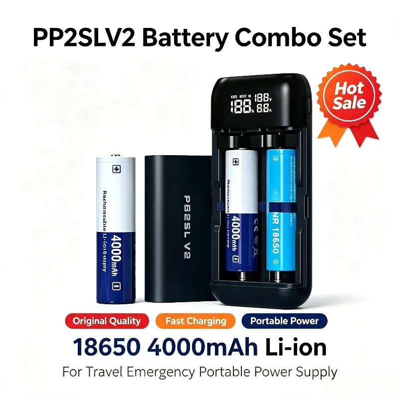 3.6V 18650 Battery 4000mAh Li‑ion Rechargeable Batteries  For Travel Emergency Portable Power Supply