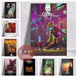 Stray Art Poster Video Game Canvas Painting Stray Cat Game Wall Decor Gaming Print Gaming Room Home Internet Bar Wall Decoration
