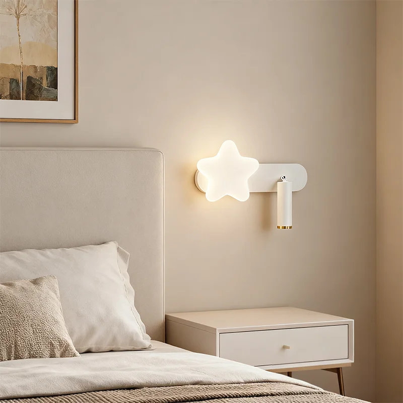 LED Star Wall Lamp Room Decoration Wall Light Rotatable 180° Dimmable Tricolor Lights Study Night Bedside Atmosphere Lamps