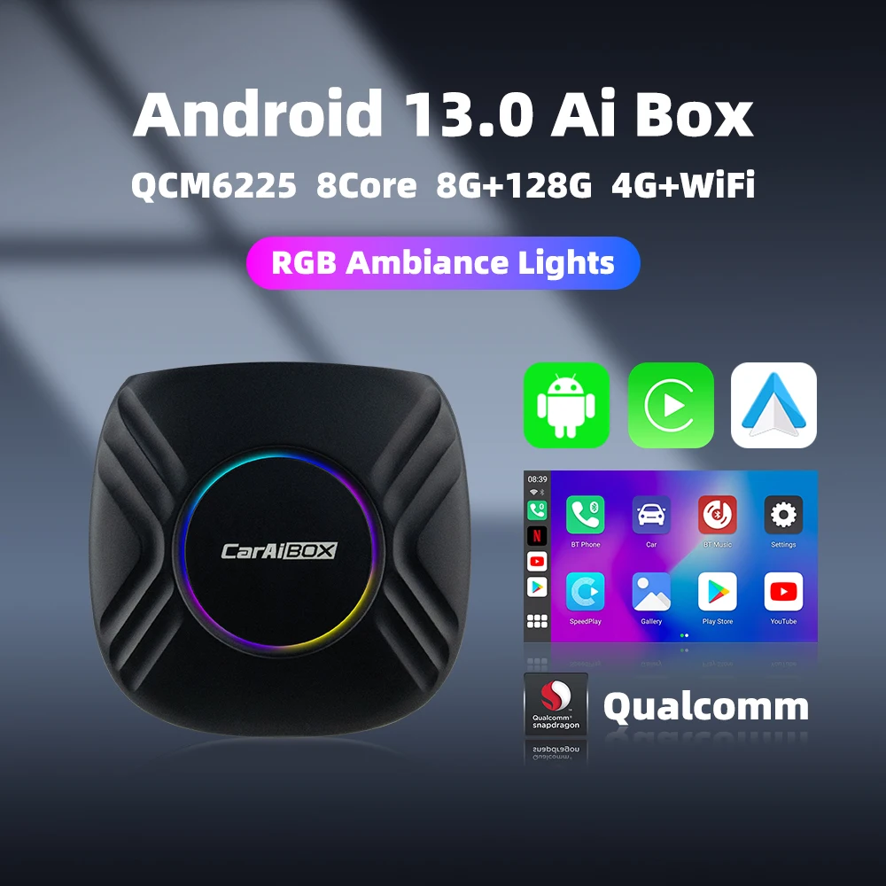 Wireless CarPlay Adapter CarAiBOX13.0 6225 CarPlay Ai Box 8-Core CPU Wireless CarPlayAuto 8+128G