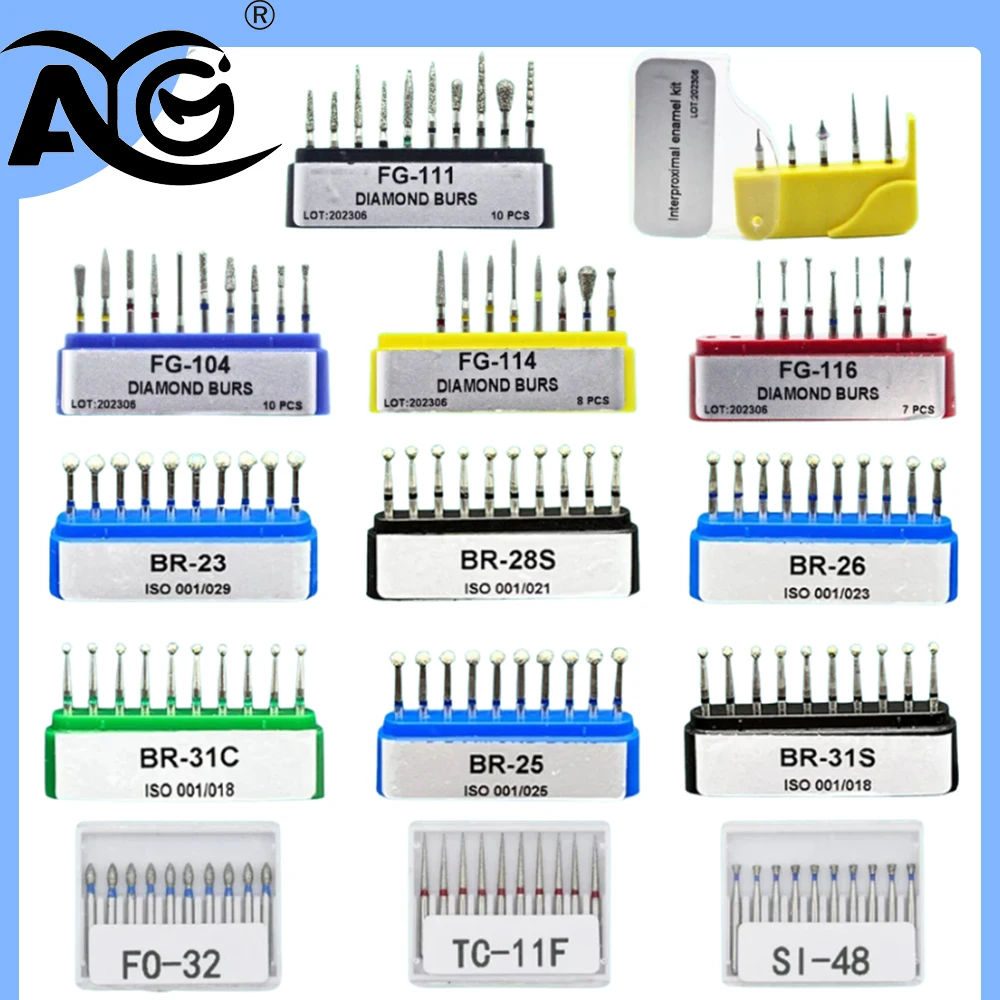 10Pcs/Box AG FG/BR Dental Diamond Burs Drill for High Speed Handpiece Dentist Burs Set FG Series Dia.1.6mm Dentist Materials