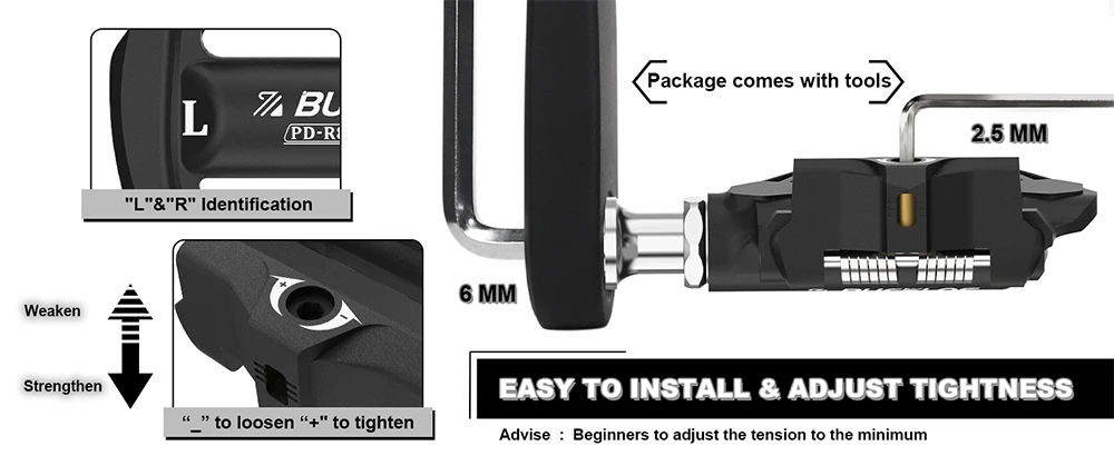 BUCKLOS Bike Lock Pedale Fahrrad Klickpedale für SPD-SL Rennrad Selbstsicherndes Pedal mit Stollen Fahrradzubehör – Detail 7