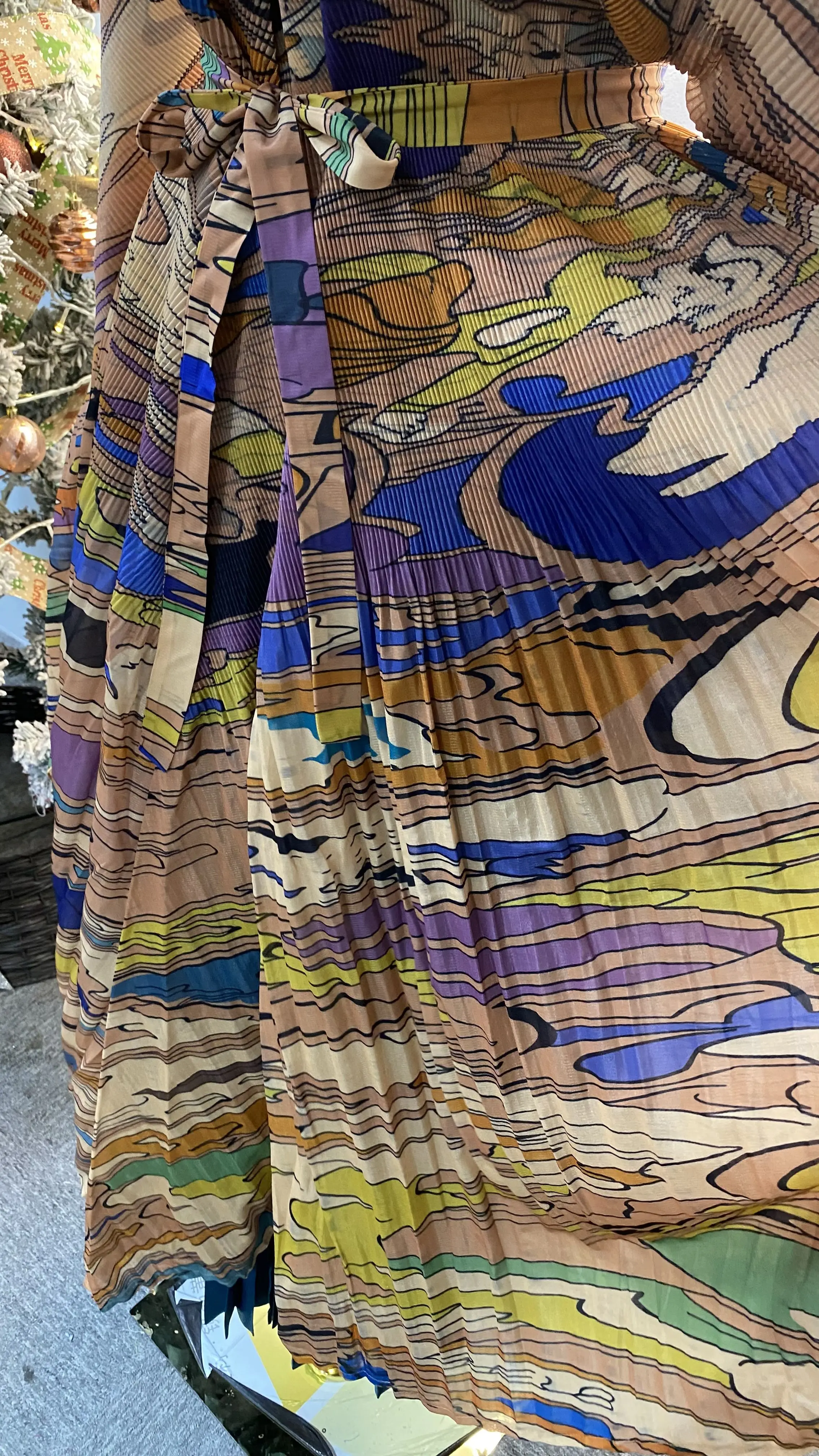 Pleated Women's Luxury 2-Piece Printed Long Top and Solid Color Trousers Formal Suit-GZXX029