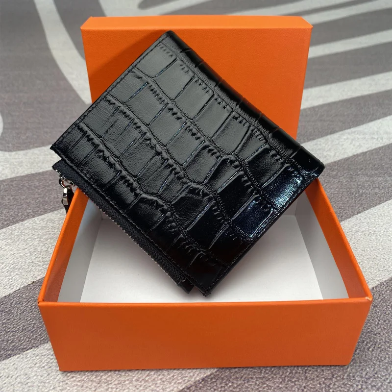 

Women's purse leather purse women's short purse crocodile leather handbag women's Coin Wallet clip