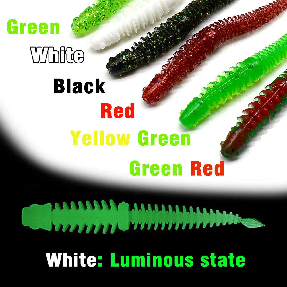 MNFT 12Pcs Soft Baits Swim Counter Thread Fake Bait Adding Fishy Smell Needle Tailed Soft Insect Light Dance Insect Fish Bait