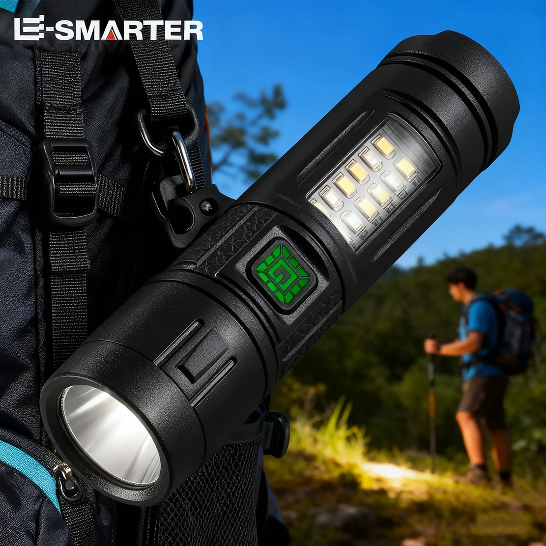Rechargeable Bright LED Torch with Battery Flashlight for Fishing, Hunting, Camping​