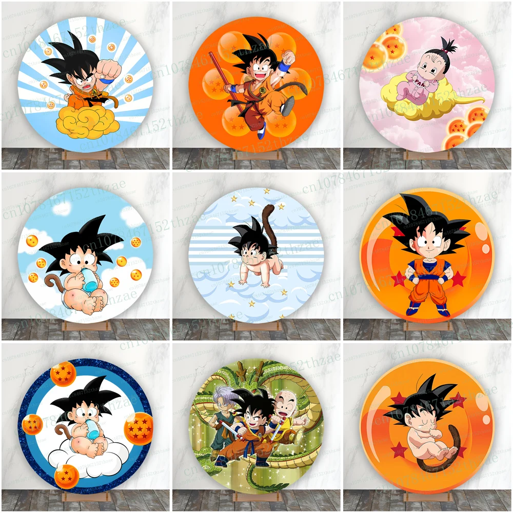 

Dragon ball Baby Shower Round Photography Backdrop Birthday Party Photo Background Banner Decoration