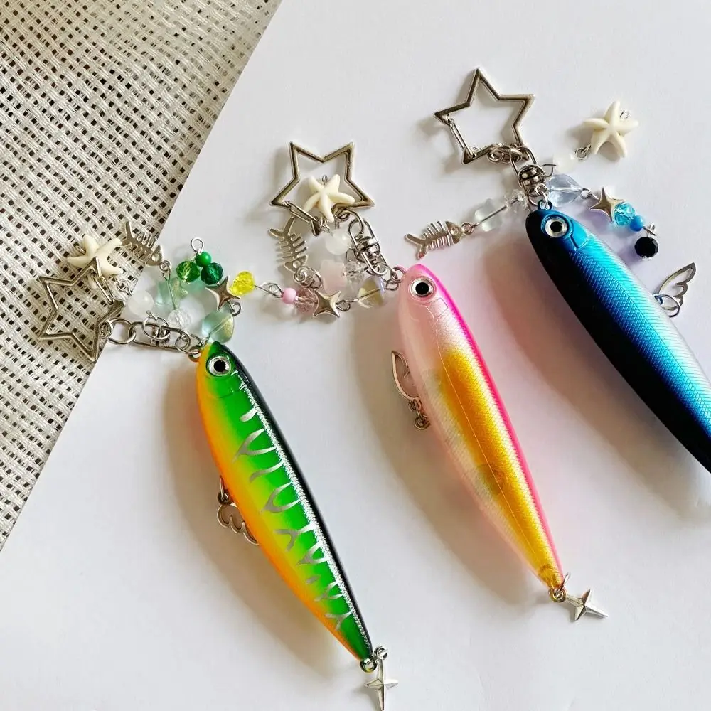 Unique Simulation Fish Keychain Ocean Animal Handmade Fish Pendant Beads Plastic Bionic Fish Keychain Men Women