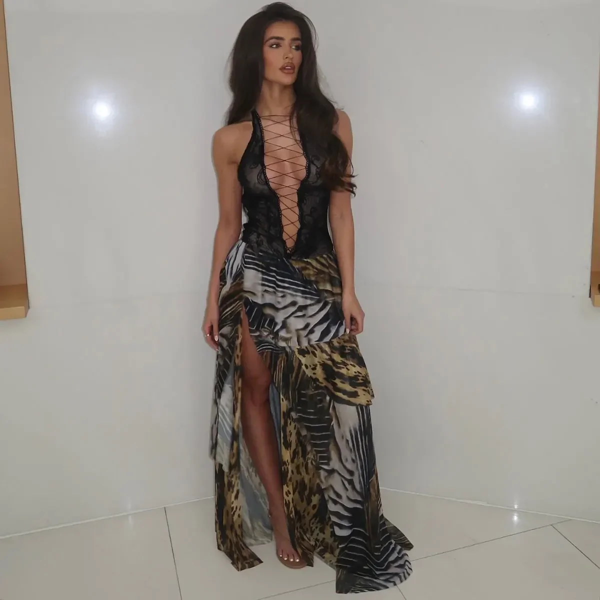 Nuevo traje de baño de 2 uds con hombros descubiertos y falda larga, Bikini Sexy para mujer, traje de baño estampado, Bikini Push Up, traje de baño femenino, ropa de playa