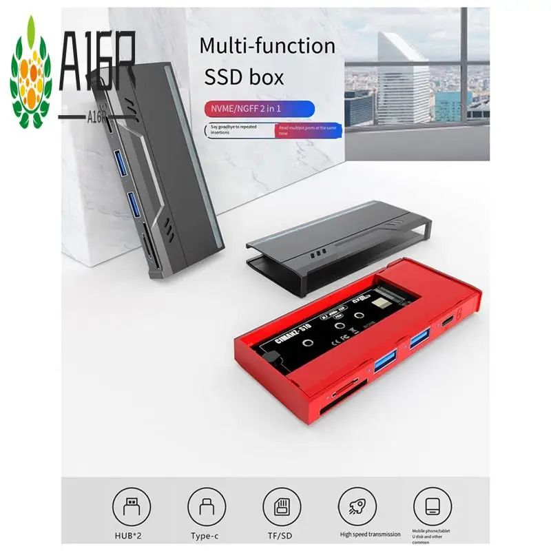 

A16R-Multifunctional M.2 Hard Drive Enclosure Supports TF/S D Card NVME/NGFF Protocol Solid State Drive Enclosure