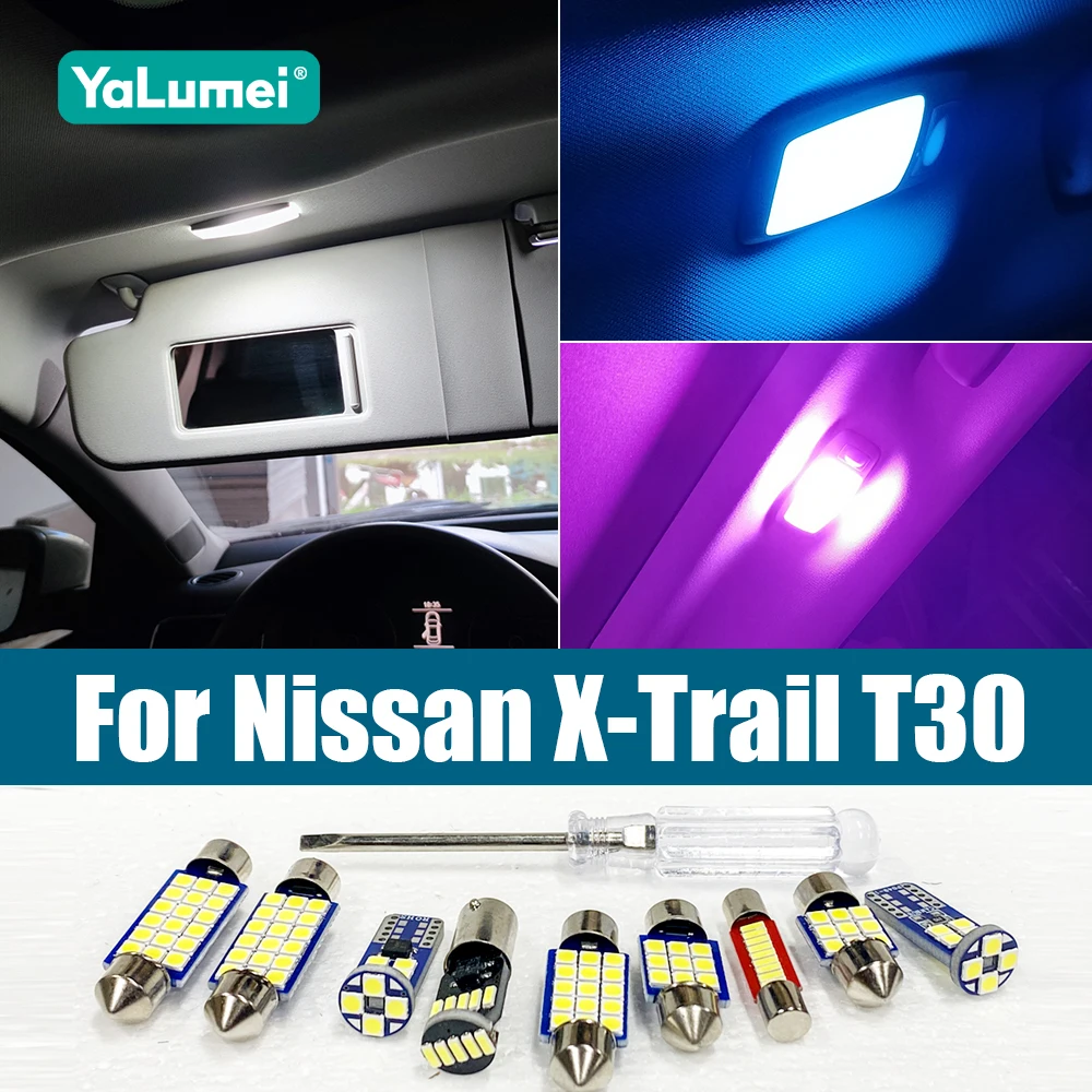 

Для Nissan X-Trail T30 2001-2007: Комплект из 10 светодиодных ламп для салона, освещения дверей, номерного знака и багажника