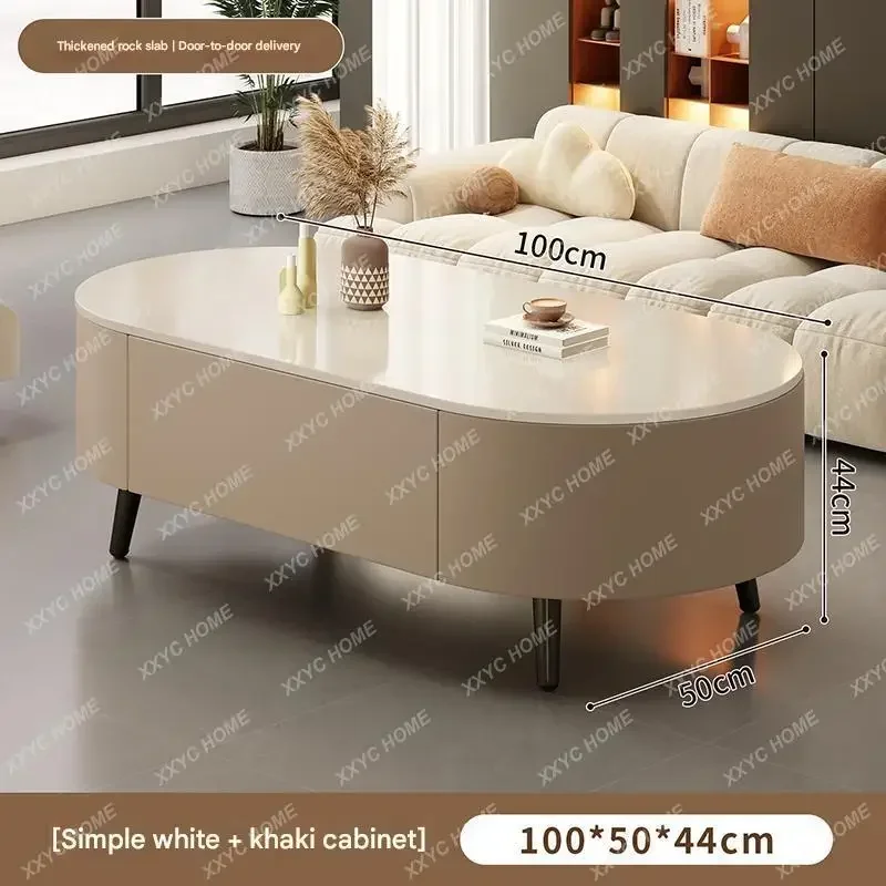 HHModern Soild Wood Coffee Table Living Room Floor Oval Organizer Side Table Funky Necklace Relaxing Couchtisch Trendy Furniture