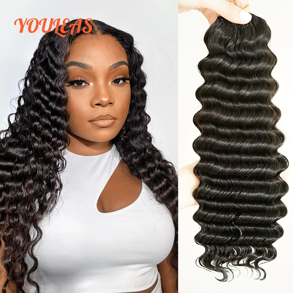 ノットレスプレセパレーテッドフェザーラインクロシェヘア人毛クロシェヘアブレイズディープウェーブ100-バージンヘアエクステンション女性用