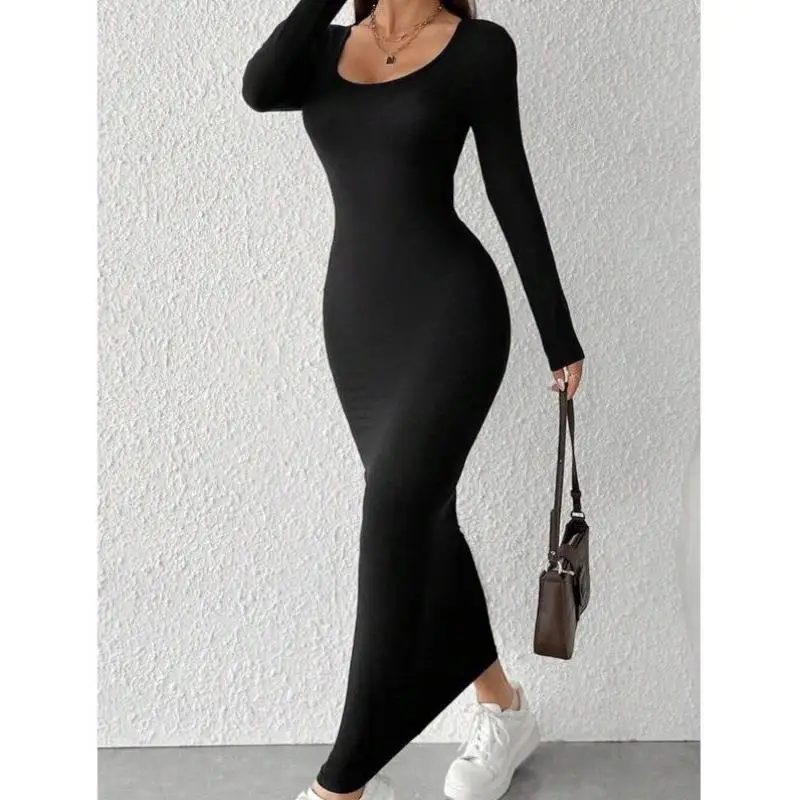 

Faionable Pure Color Long Sve Slim Fit Dr for Women New Arrival Casual Sportswear Seven Sve Length Autumn Season