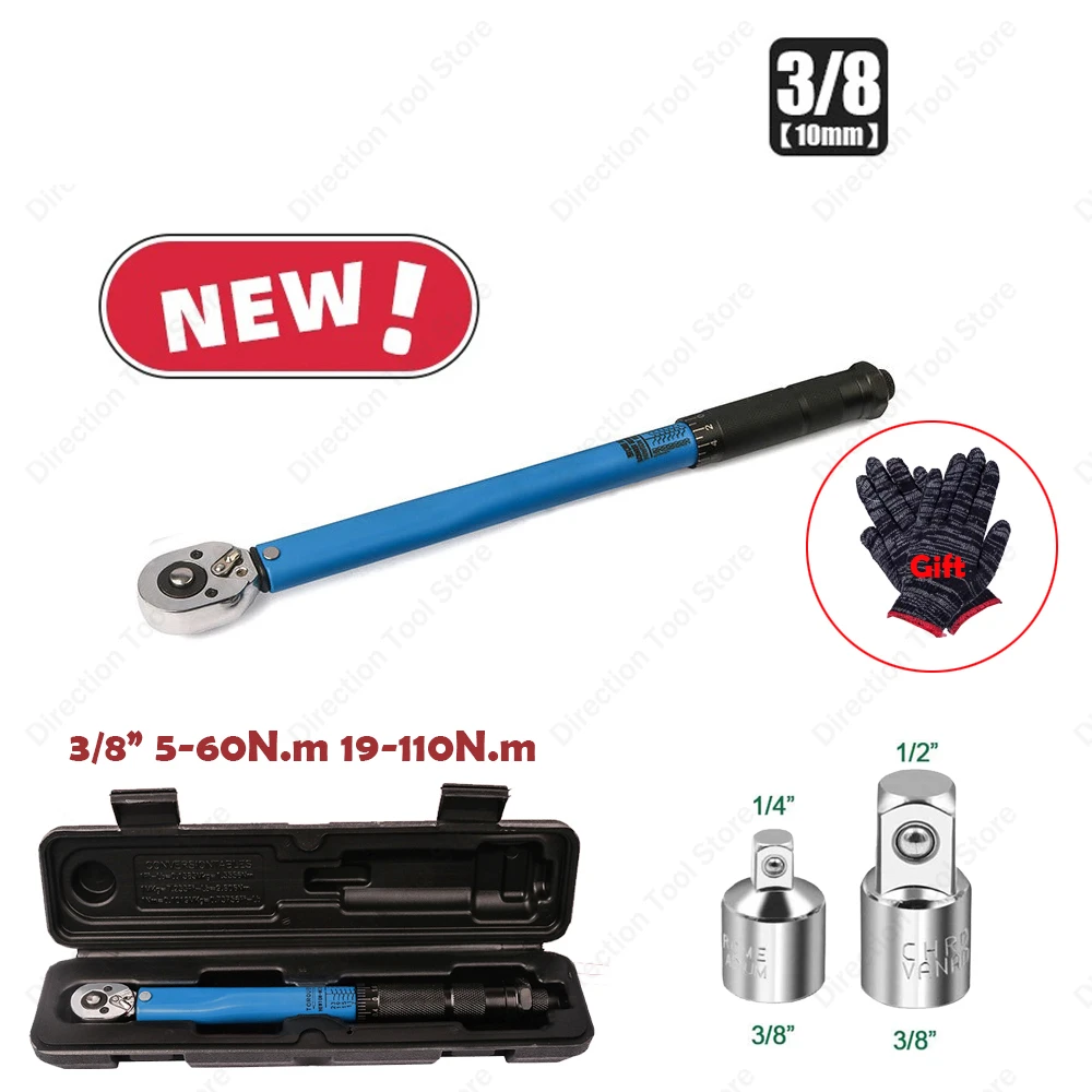 

5-110N.m Torque Wrench 3/8" Precise Reversible Ratchet Torques Key Professional Bicycle Motorcycle Car Automotive Tool