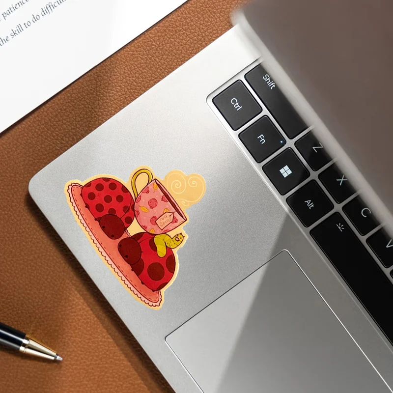 2Pcs Dreamy Ladybug Tea Time Stickers, Waterproof Decals for Cup Laptop Water Bottle