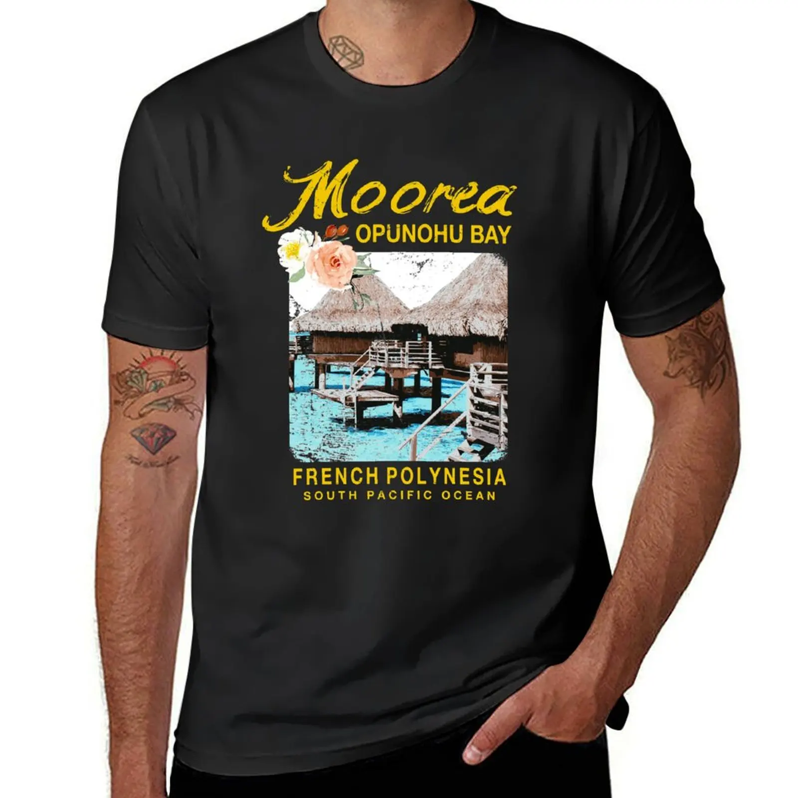 Moorea Bungalow Resort Vintage French Polynesia T-Shirt hippie clothes aesthetic clothes t shirts for men cotton