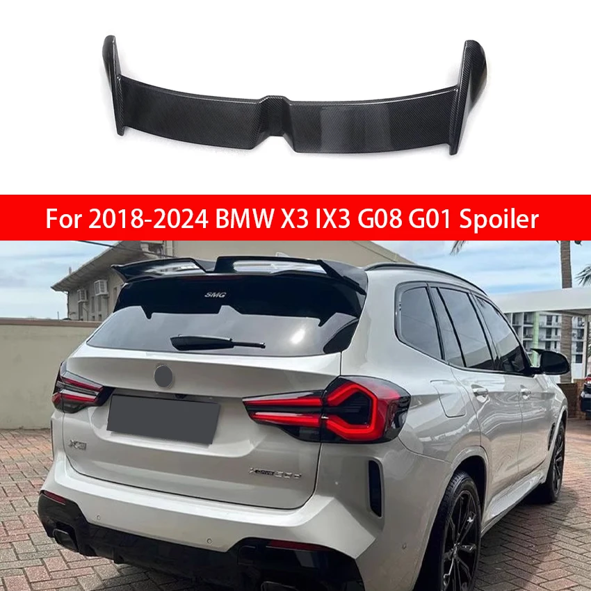 

For 2018-2024 BMW X3 IX3 G08 G01 Bright Black Carbon Fiber Pattern Rear Spoiler Wing Tail Tuning Trunk Auto Accessories