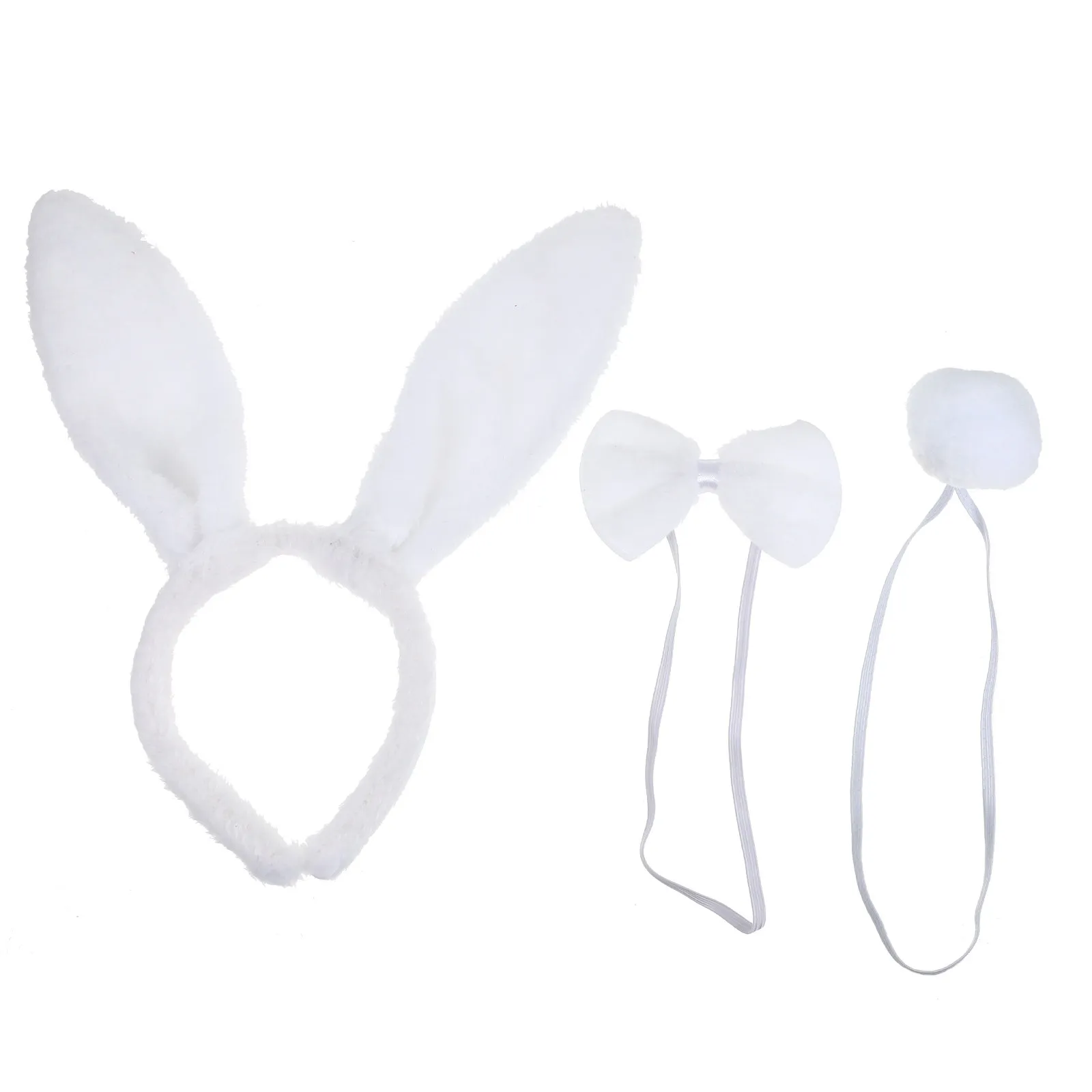 

1Set Rabbit Ear Headband Set Premium Material Comfortable Party Hair Hoop Cosplay Costume Tail Nose Easter Photo Props