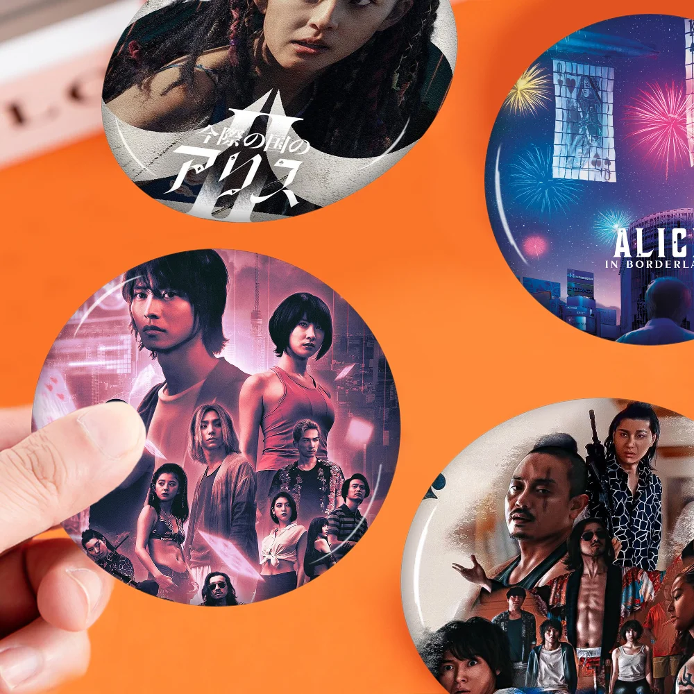 

Hot TV Alice In Borderland Creative Pins Funny Round Snap-in Brooch Badge Backpack Hat Accessories Jewelry Gifts For Friend