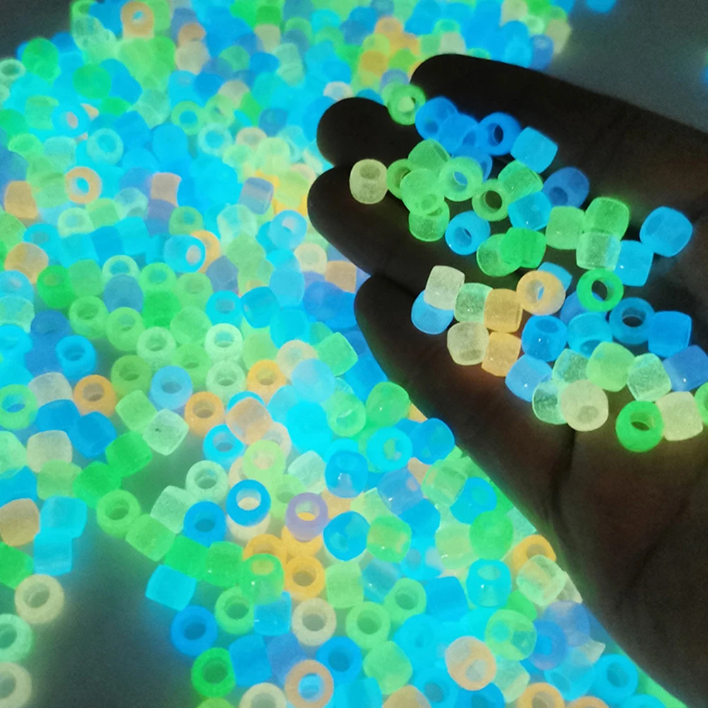 2000Pcs Bulk Glow in The Dark Bead Acrylic Pony Beads Kandi Beads for Necklace Bracelet Making Noctilucence Hair Bead for Braids
