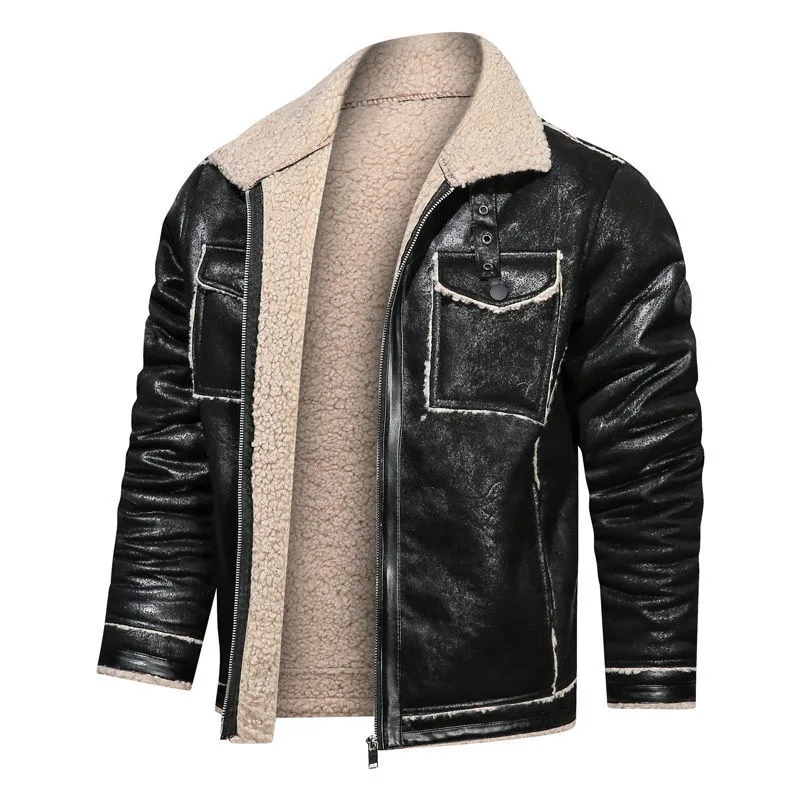 Winter New Fashionable Solid Color Plus Velvet Thick Warm Jacket for Men's Casual Loose Sports Large Size High Quality Jacket