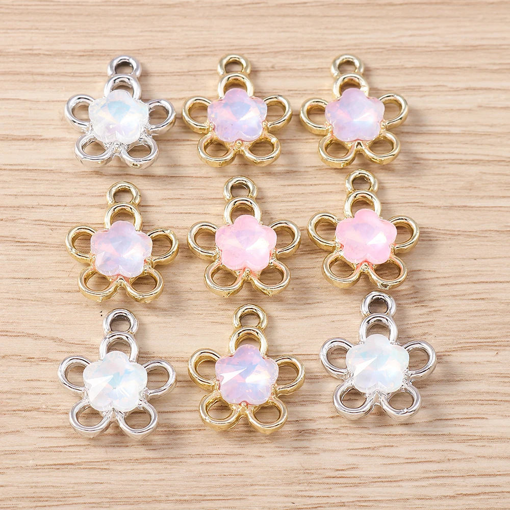 Tusember 10 Stück 14*18mm Niedliche Exquisite Kristallblumen-Anhänger für Schmuckherstellung DIY Tropfenohrringe Halskette Basteln – Detail 3
