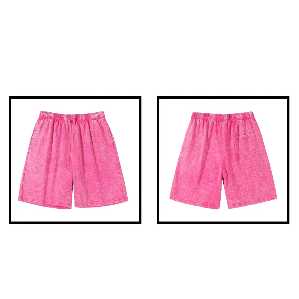 New product Summer pure cotton heavyweight washed and distressed casual shorts Oversized loose retro shorts  Asian size