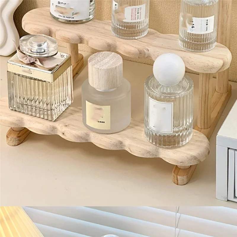 Abzv-prateleira de madeira para rack de armazenamento para prateleira de exibição de perfume suporte riser para organizador de perfume figura vitrine