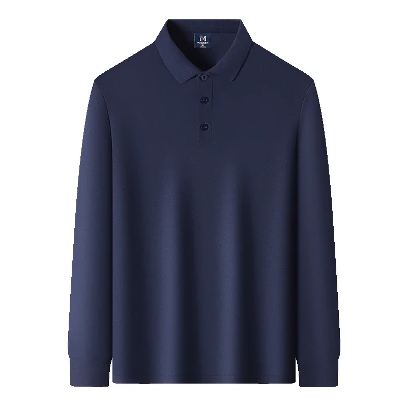 New Men\'s Business Casual Long Sleeved Shirt Solid Color Polo Shirt Fashionable Breathable Comfortable Versatile Top