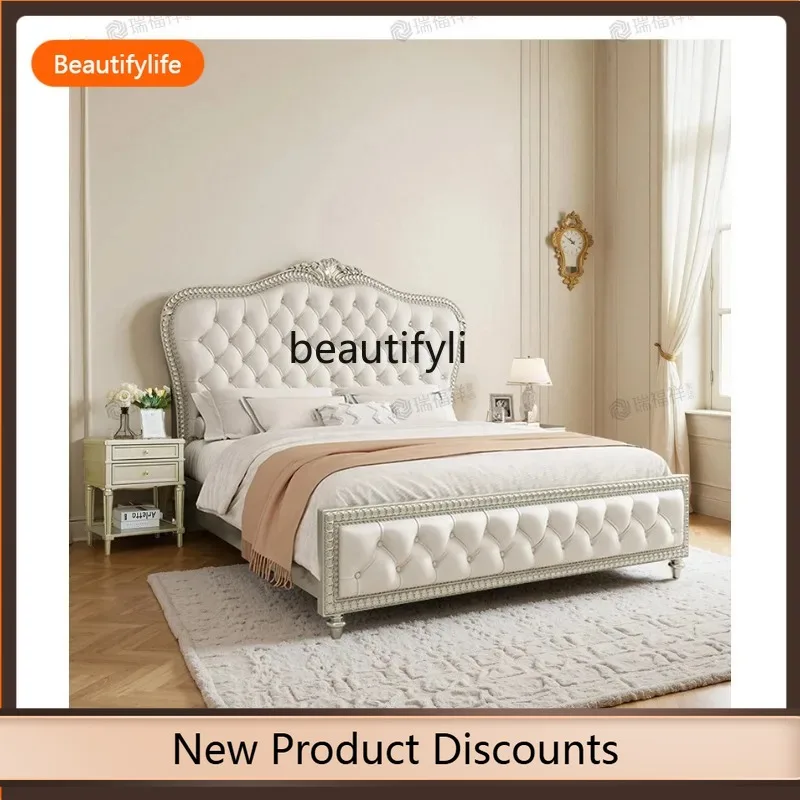 

F109 American light luxury solid wood bed 1 princess bed 1.8 meters double bed with soft bag
