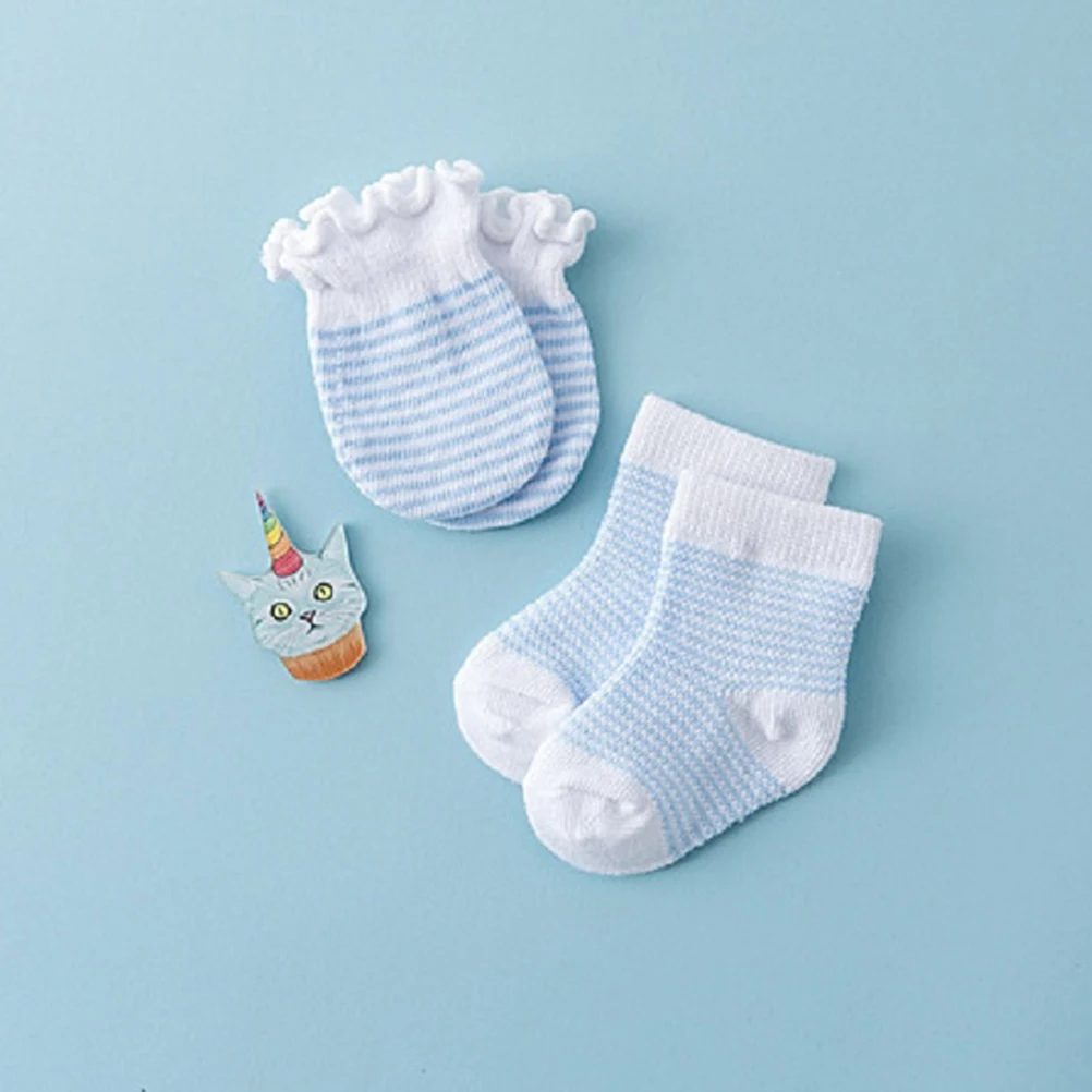 

4pcs 4 Pairs Baby Gloves Newborn Socks Mittens Infant Boys Girls Anti Scratch Soft Material Comfort Warm Elastic Non Slip