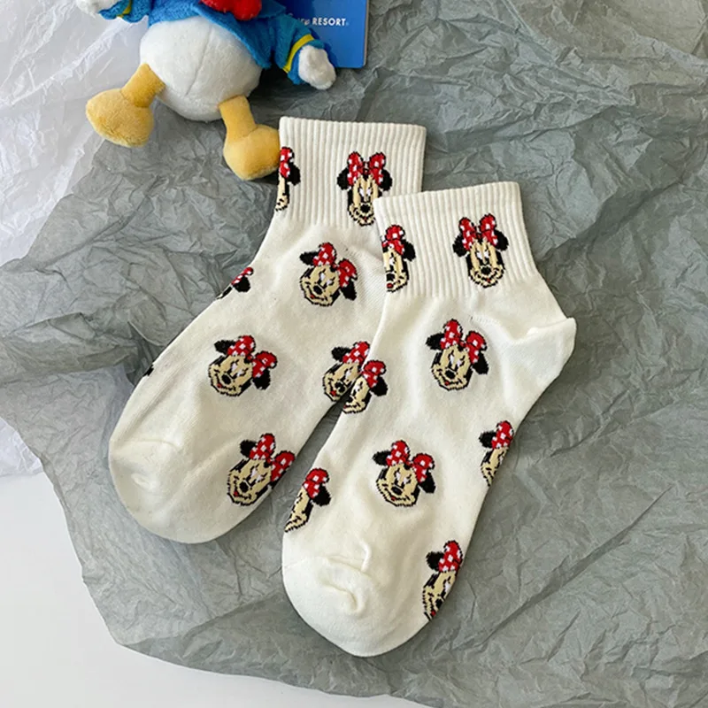 Disney Minnie Short Socks Kids Boy Girl Mickey Mouse Donald Duck Cute Cartoon Baby Girl Boy Sock Autumn Breathable Children Sock