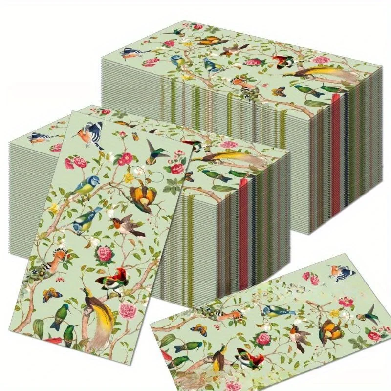 20/40Pcs Vintage Floral Vogel Papier Gast Serviette Aquarell Blume Badezimmer Serviette Einweg Servietten für Home Party liefert