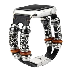Leather Strap For Apple Watch 8 band 45 mm 40mm 42 41 44 mm Handmade retro Bracelet iWatch series 9 8 7 5 3 4 SE 6 Ultra 2 49mm