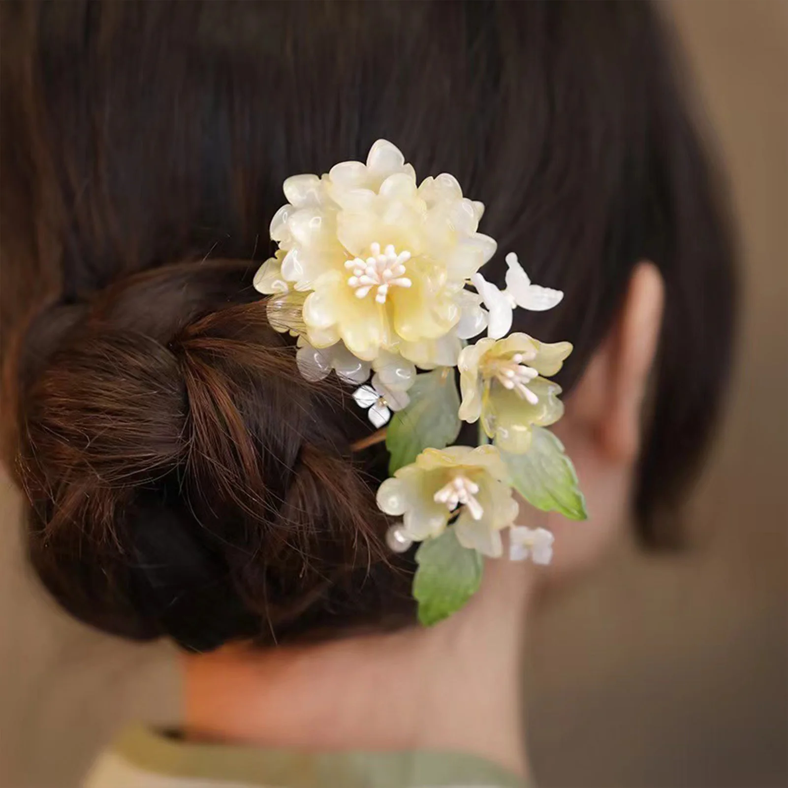 Flower U-shaped Hairpin Chinese Hanfu Hair Accessories Classic Wedding Bride Side Tiaras Hair Clip Ancient Pearl Alloy Hair Comb